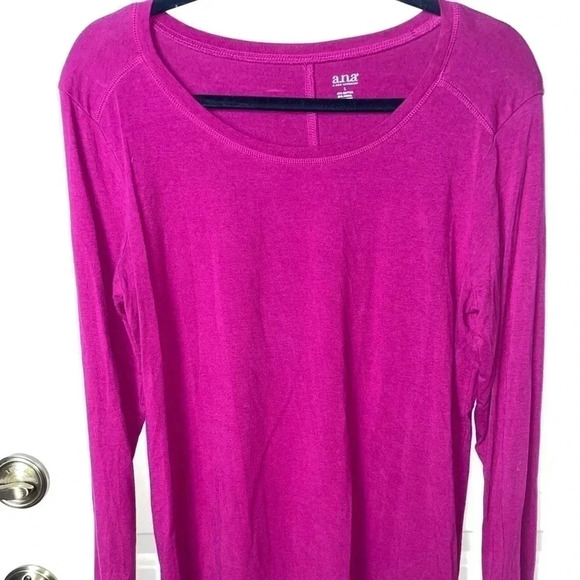 ANA LONG SLEEVE JERSEY KNIT TOP HOT PINK IN COLOR‎ SIZE LARGE - Picture 1 of 8